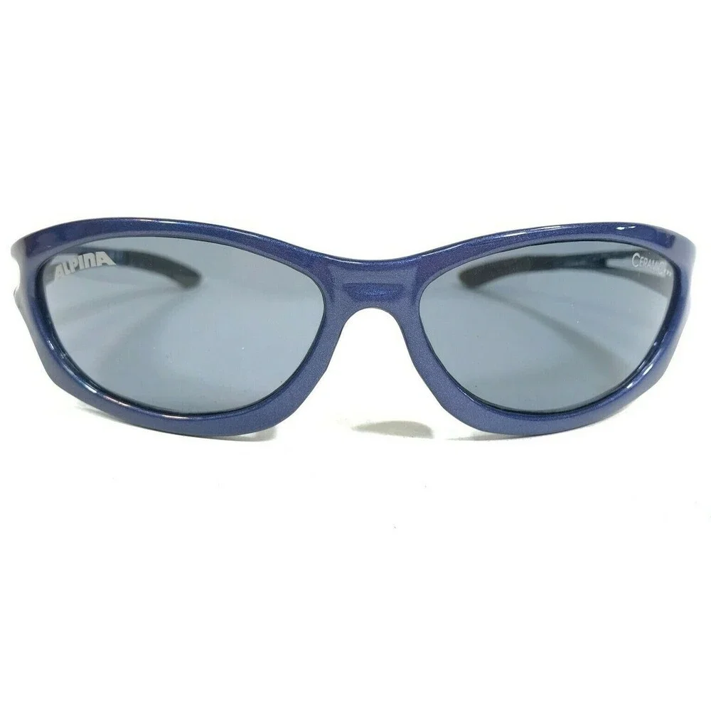 Alpina Sunglasses Airframe VIII Blue Square Wrap Frames with Blue Ceramic Lenses